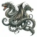family of gothic dragons intertwined tattoo design idea