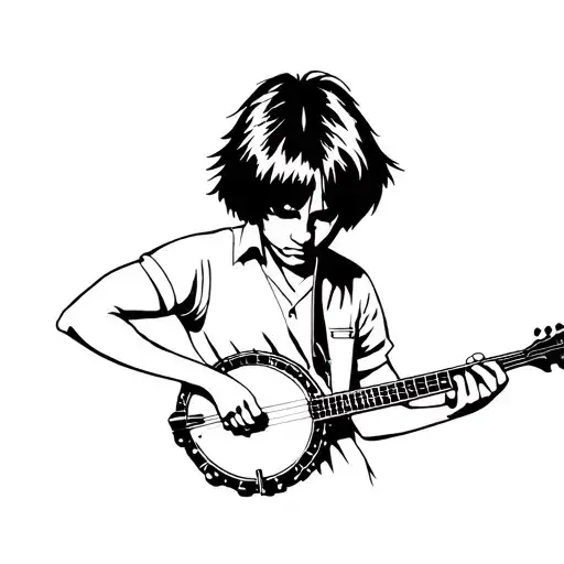 banjo player short hair tattoo design idea