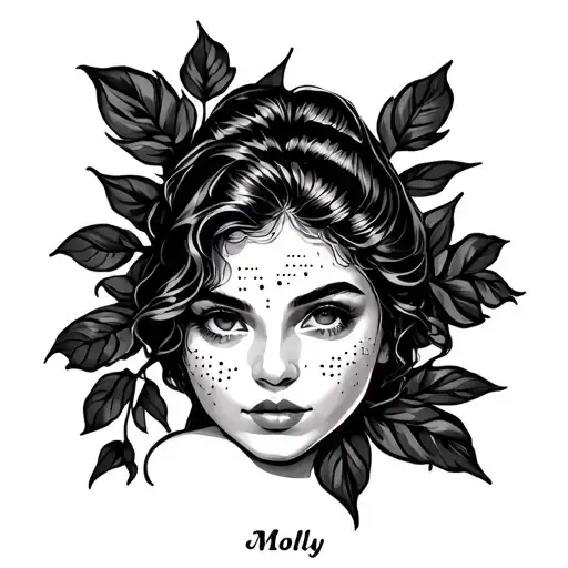 Equip a tattoo. The tattoo should contain the name Molly in Braille. tattoo design idea