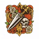 knife8 tattoo design idea