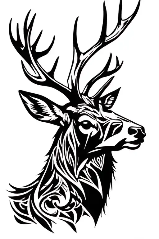 stag head tattoo design idea