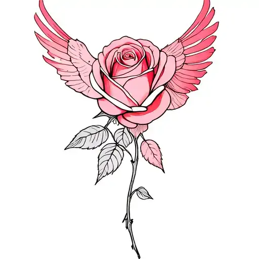 a rose transitioning into birds tattoo design idea