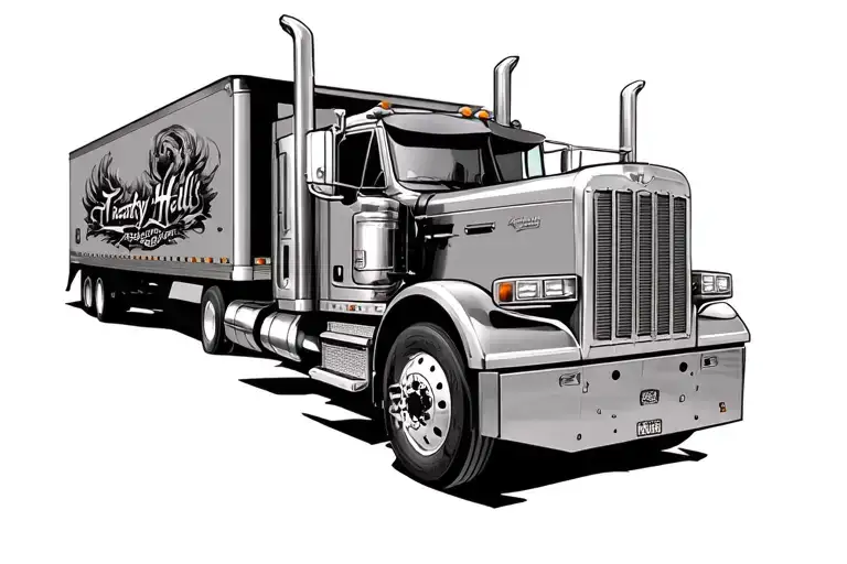 Peterbilt 379 with trailer, designed with Treaty Oak Revivals Leaving Hell tattoo design idea