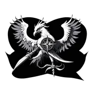 Phoenix And Compass tattoo design idea