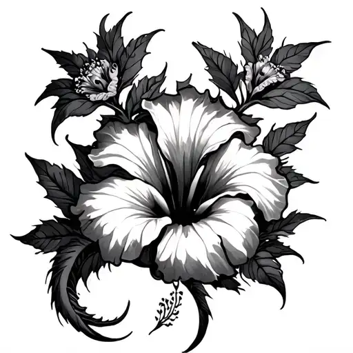 demogorgan flowers dragon hibiscus flower Aries zodiac sign tattoo design idea