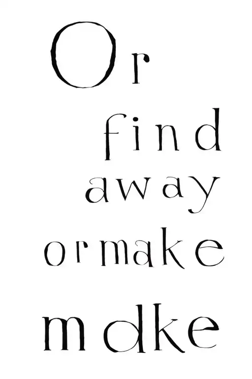 "Or find a way or make" text - minimalist brutalist inspired tattoo tattoo design idea