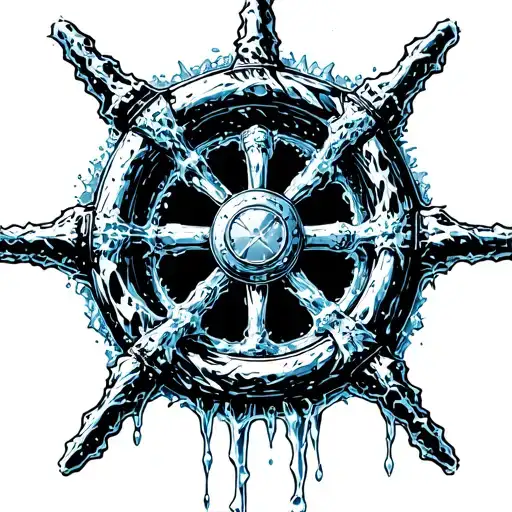 A sharp icicle shaped like a steering wheel tattoo design idea