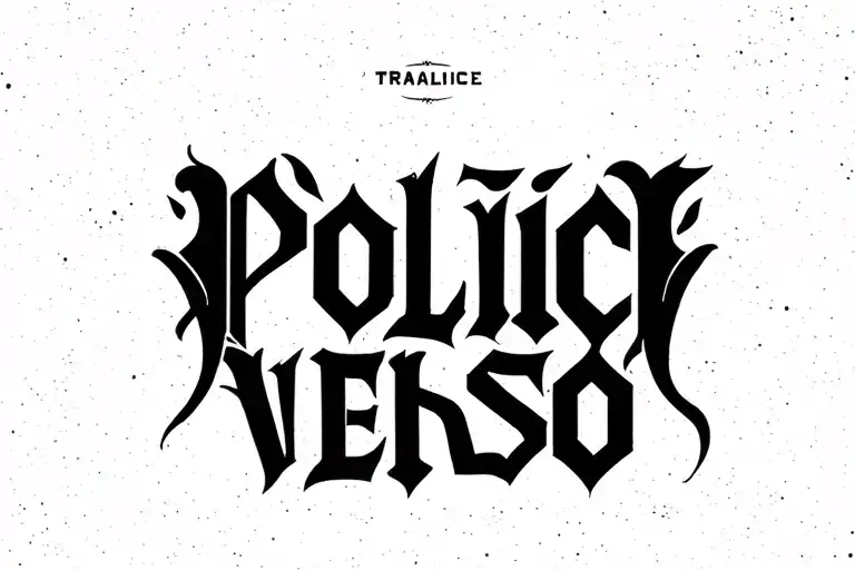 "POLLICE VERSO" writing on the inside of the bicep in trajon font with a nod to gladitorial heritage tattoo design idea