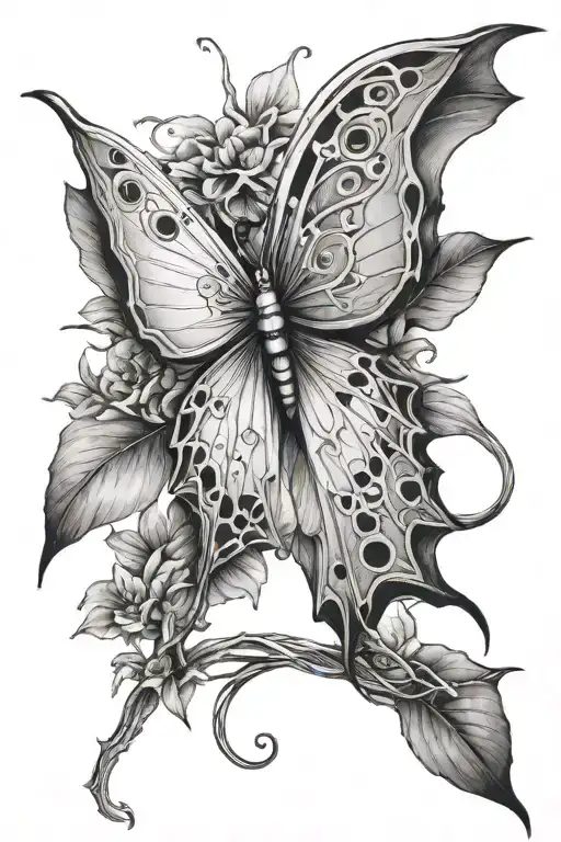 a dragon that looks like a luna moth tattoo design idea