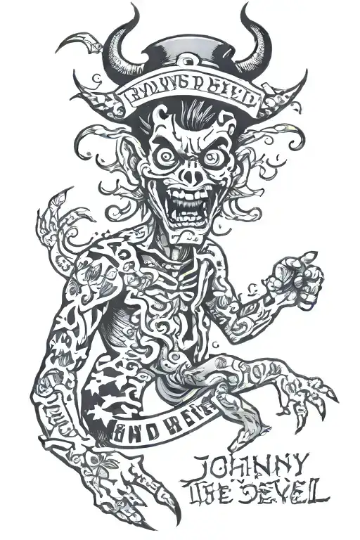 Johnny and the devil with quote "i dont told you once you son of a bitch, i'm the best there's ever been"  tattoo design idea