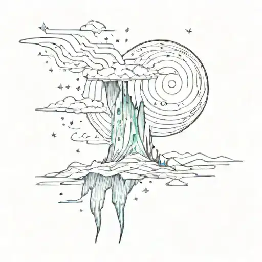 nothern lights and comet  tattoo design idea