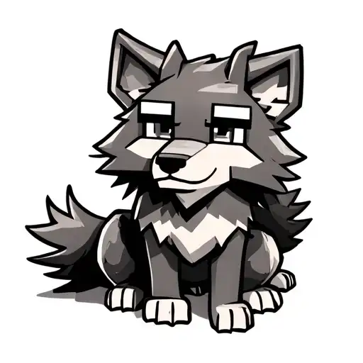 cute Minecraft wolf sitting tattoo design idea