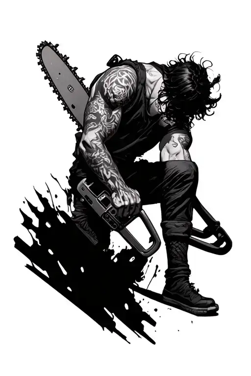 chainsaw man with makima and aki and power and pochita tattoo design idea