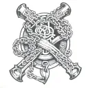 old school style forearm trap with chain down tattoo design idea