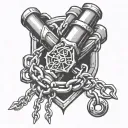 old school style forearm trap with chain down tattoo design idea