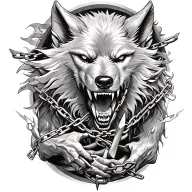 3 fenrir breaking chains tattoo design idea