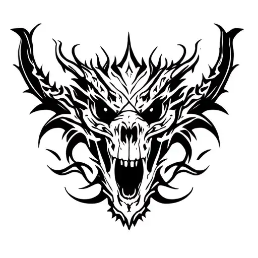 "Dragon Clan" dragon skull tattoo design idea