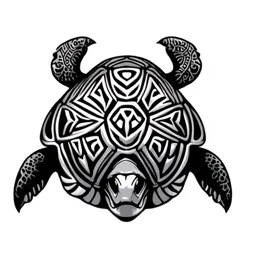 Fijian turtle with tribal tattoo design idea