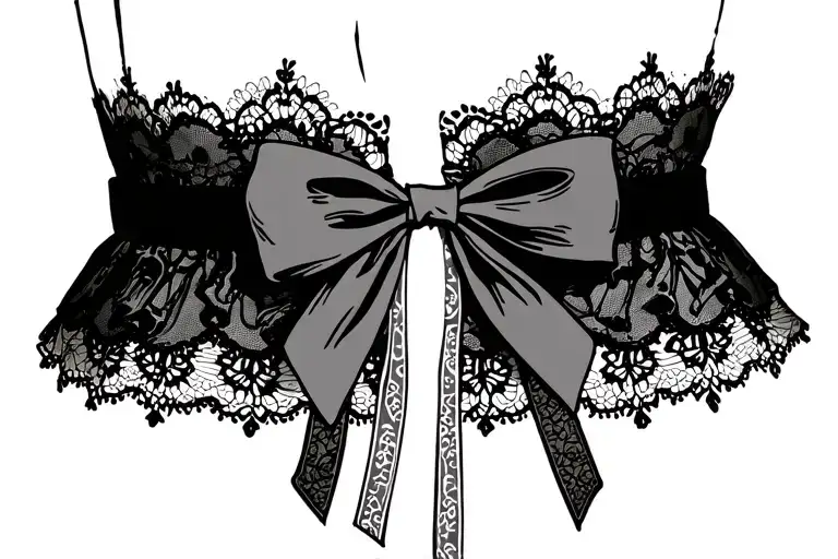 Lacy Garter strap with bow tattoo design idea