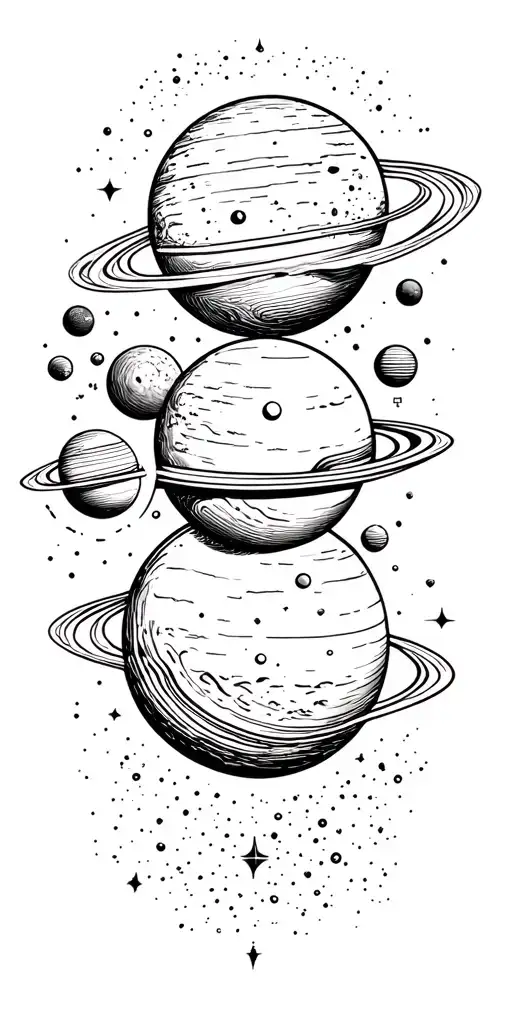 space elements. simple planets tattoo design idea