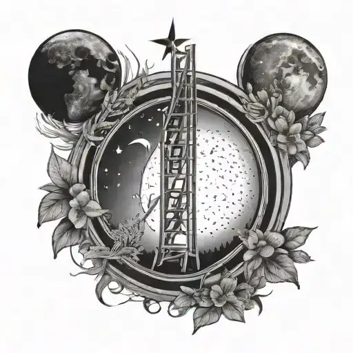 lungs, ladder to moon tattoo design idea