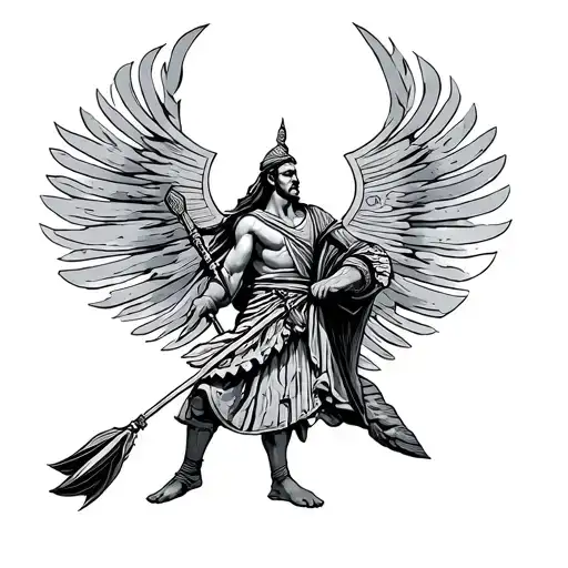 Greek warrior Greek buildings tattoo design idea