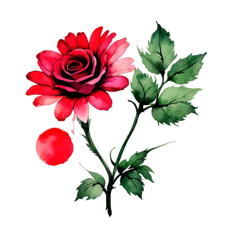 daisy flower and red rose tattoo design idea