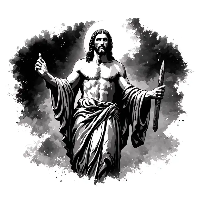 Jesus Christ standing with man behind him the lord will fight for you; you need only to be still tattoo design idea