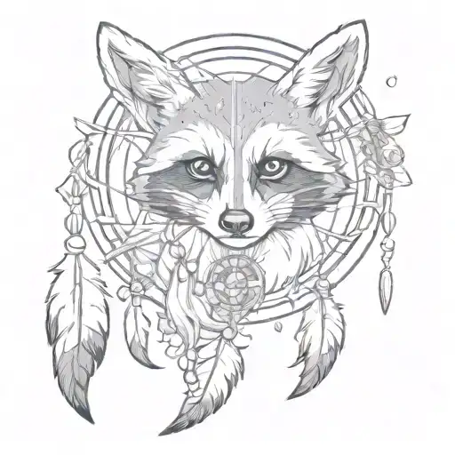 raccoon dreamcatcher elf tattoo design idea
