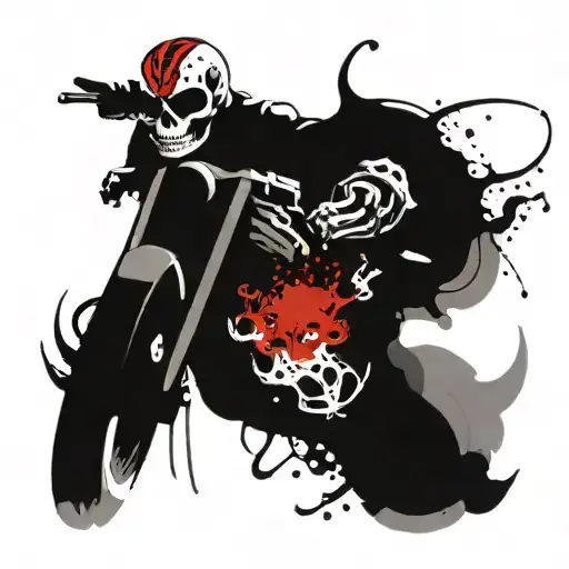 Skeleton riding a motorcycle tattoo design idea