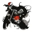 Skeleton riding a motorcycle tattoo design idea
