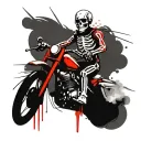 Skeleton riding a motorcycle tattoo design idea