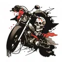 Skeleton riding a motorcycle tattoo design idea