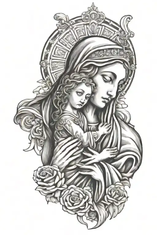 saint jude and virgin mary  tattoo design idea