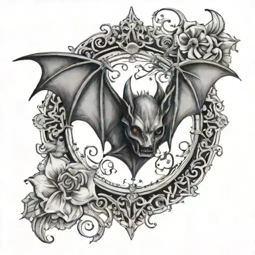 gothic bat tattoo design idea