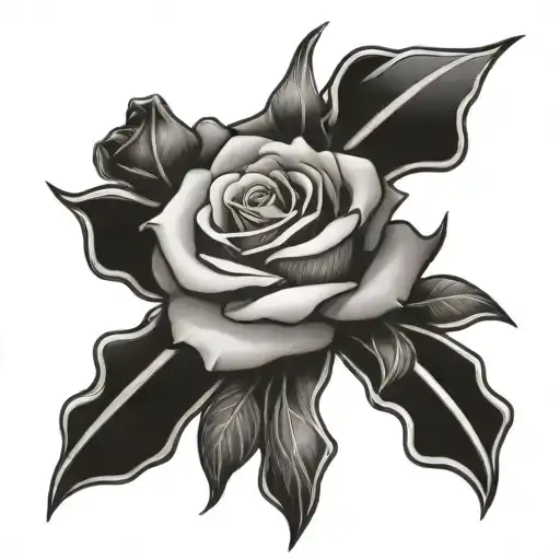 rose and cross wrapped tattoo design idea