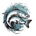 salmon jumping tattoo design idea