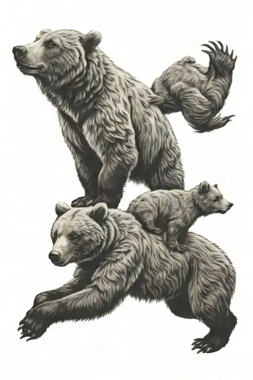 Grizzly bear teaching cub to hunt inspired tattoo tattoo design idea