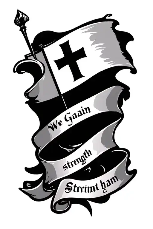 sicilian flag and quebec flag with latin "we gain strength tattoo design idea