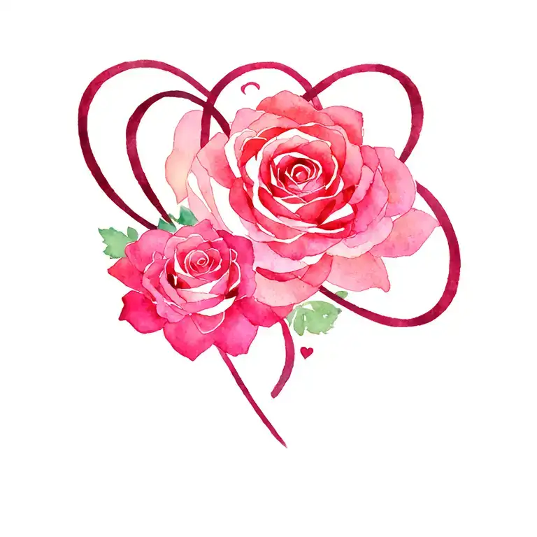 "Always & Forever " double infinity symbol intertwined with hearts with a single rose blooming in the middle  tattoo design idea