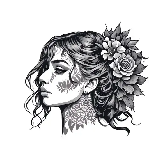 chichimeca female head wearing tattoo design idea