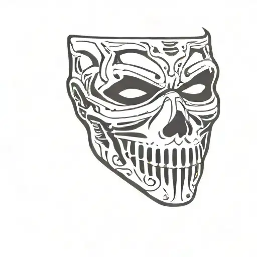 ski mask with a skelton mouth open tattoo design idea