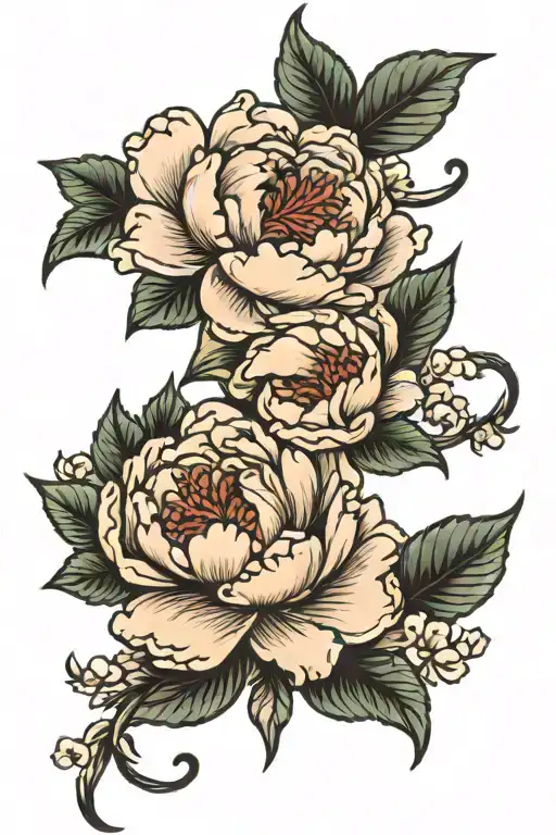 spine tattoo with peony flowers tattoo design idea