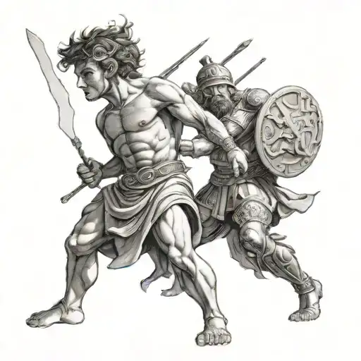 David and Goliath tattoo design idea
