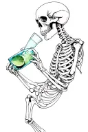 skeleton drinking tattoo design idea
