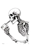 skeleton drinking tattoo design idea
