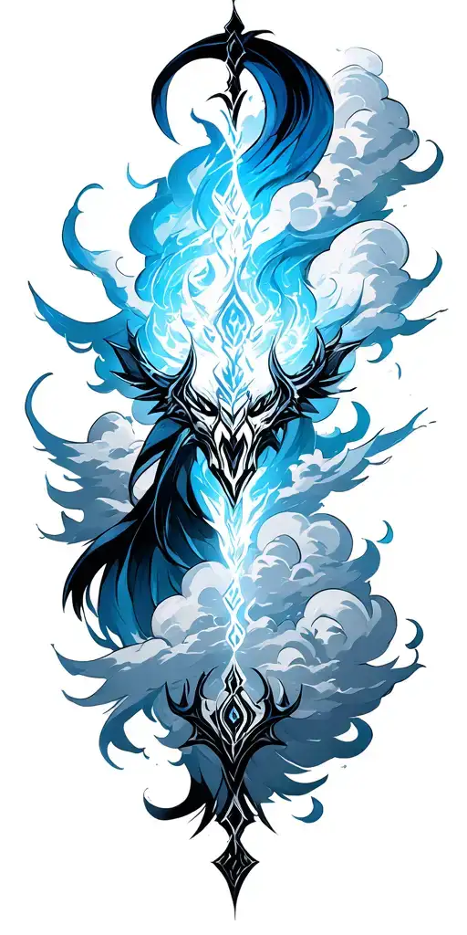 blue clouds arcane league of legends tattoo design idea