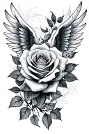roses wings tattoo design idea