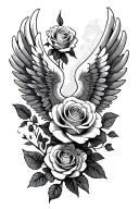 roses wings tattoo design idea