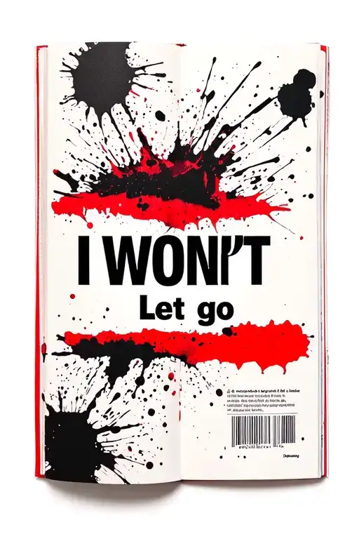 Book opened with a text: i Wonˋt Let go tattoo design idea